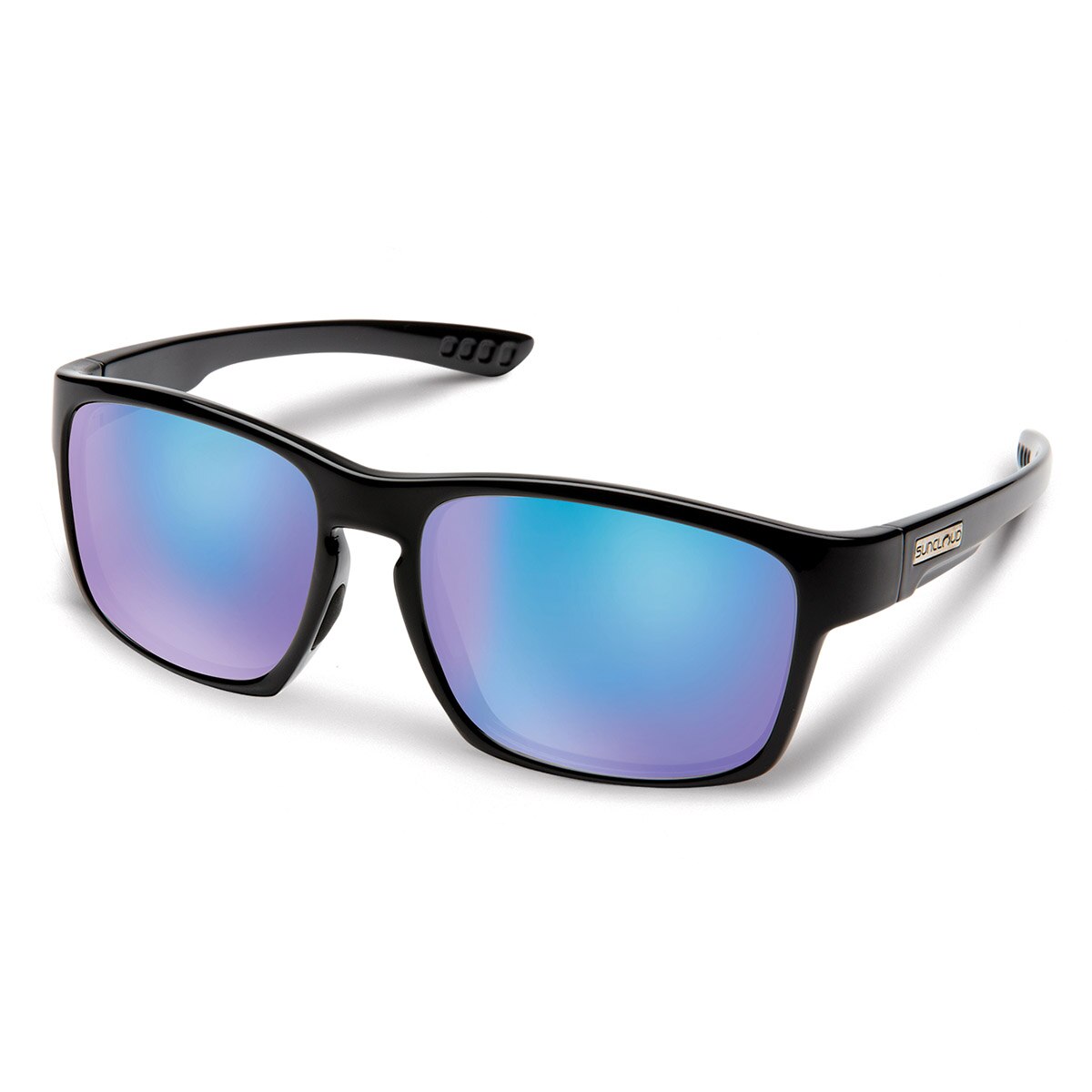 Suncloud Fairfield Sunglasses Polarized in Black with Blue Mirror